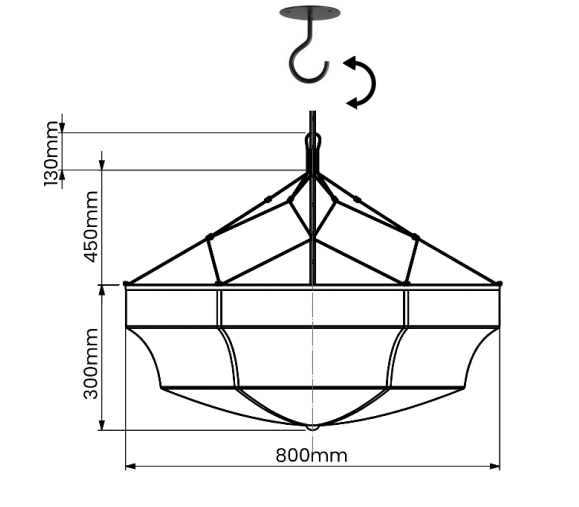 mesure du plafonnier en soie rose