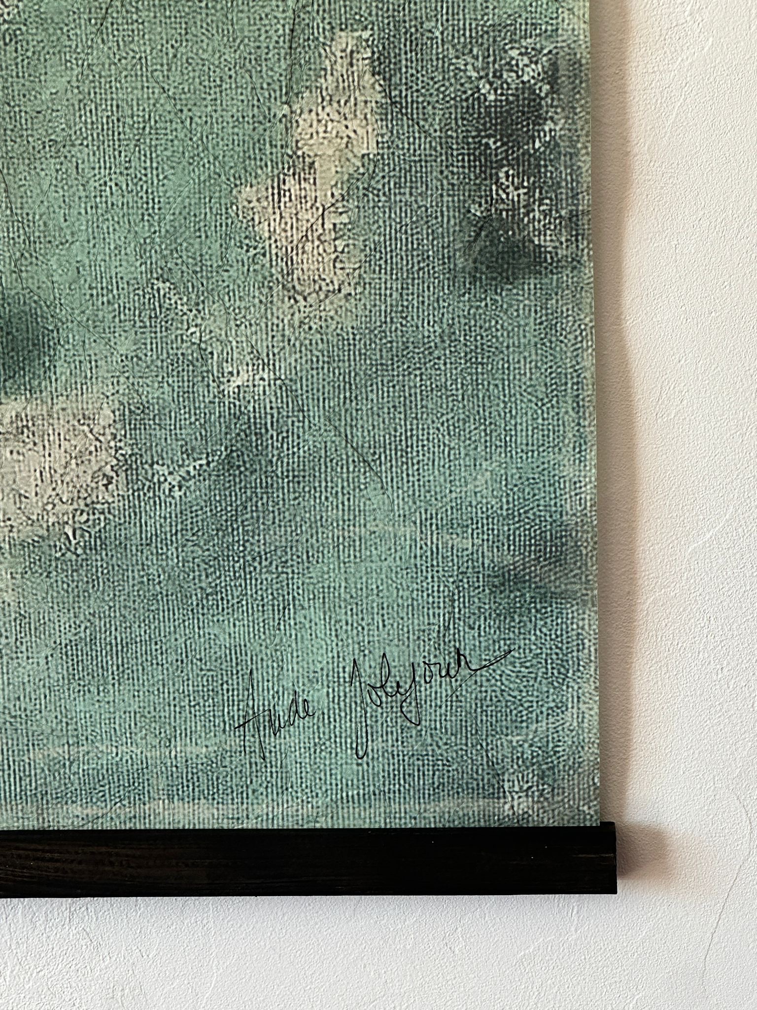 Toile à suspendre, imprimée sur papier froissé et plissé à la main