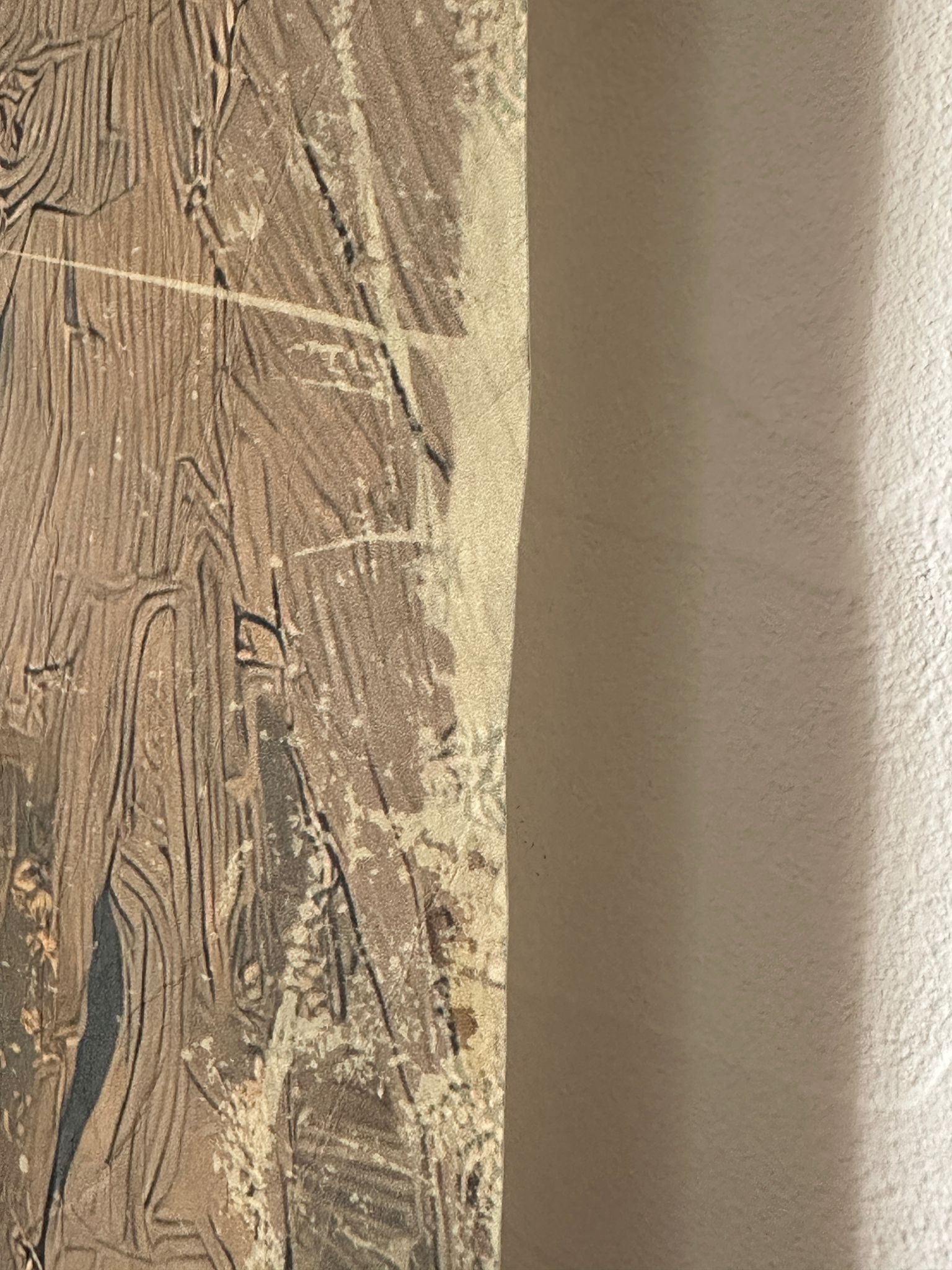 Toile à suspendre, imprimée sur papier froissé et plissé à la main