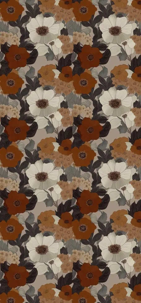 rideau fleuri, rideau en gaze de coton, rideau voile de coton, rideau bohème chic, rideau campagne chic, rideau chambre, rideau salon, portière décorative, tête de lit textile, décoration murale tissu, tenture murale florale, rideau haut de gamme français, rideau terracotta, rideau fleurs anciennes, rideau romantique.