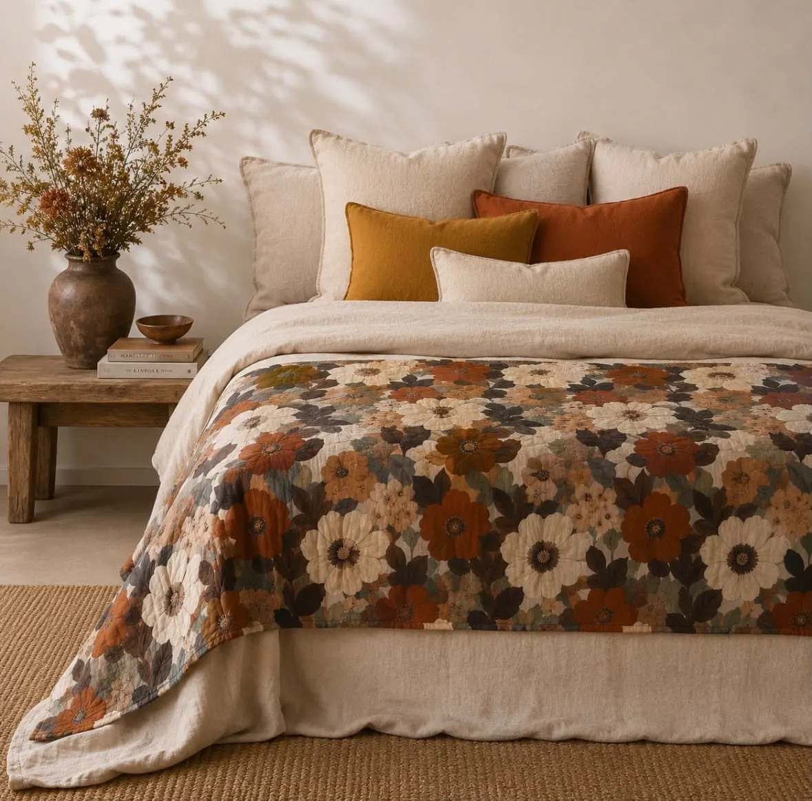 Plaid bout de lit en gaze de coton – Fleurs d'Octobre